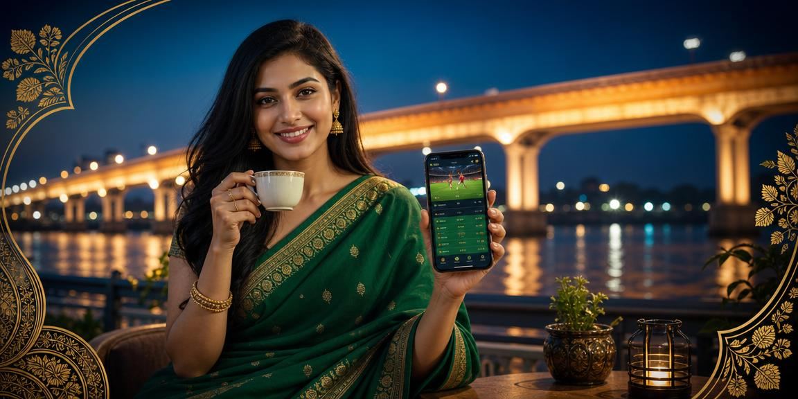 A woman in Mymensingh enjoying Sports Betting on her mobile phone