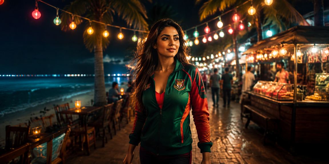 সেন্ট মার্টিন সমুদ্র সৈকতে ক্রিকেট বেটিং উপভোগ করছেন একজন খেলোয়াড়